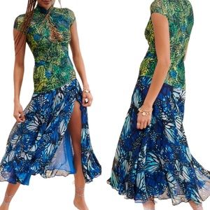 🦋KIM SHUI DRESS MAXI BLUE AND GREEN BUTTERFLY WINGS🦋